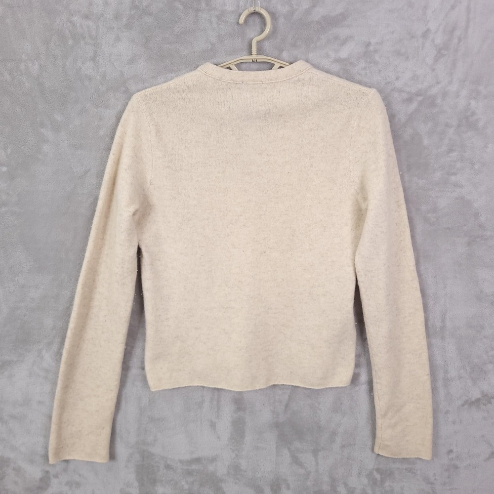 Abercrombie & Fitch Wool Sweater Womens Medium White V Neck Muscle Fit Knit - Picture 9 of 13